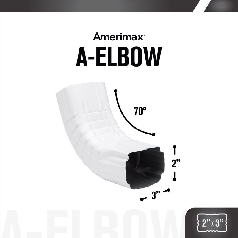 Amerimax 2 in. H X 3 in. W X 17 in. L White Aluminum A Gutter Elbow