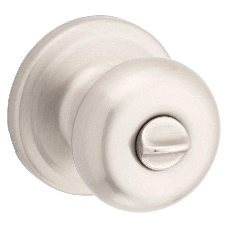 Kwikset Signature Series 730J 15 CP Privacy Lockset, Juno, Mushroom Design, Knob Handle, Satin Nickel, Zinc, Silver