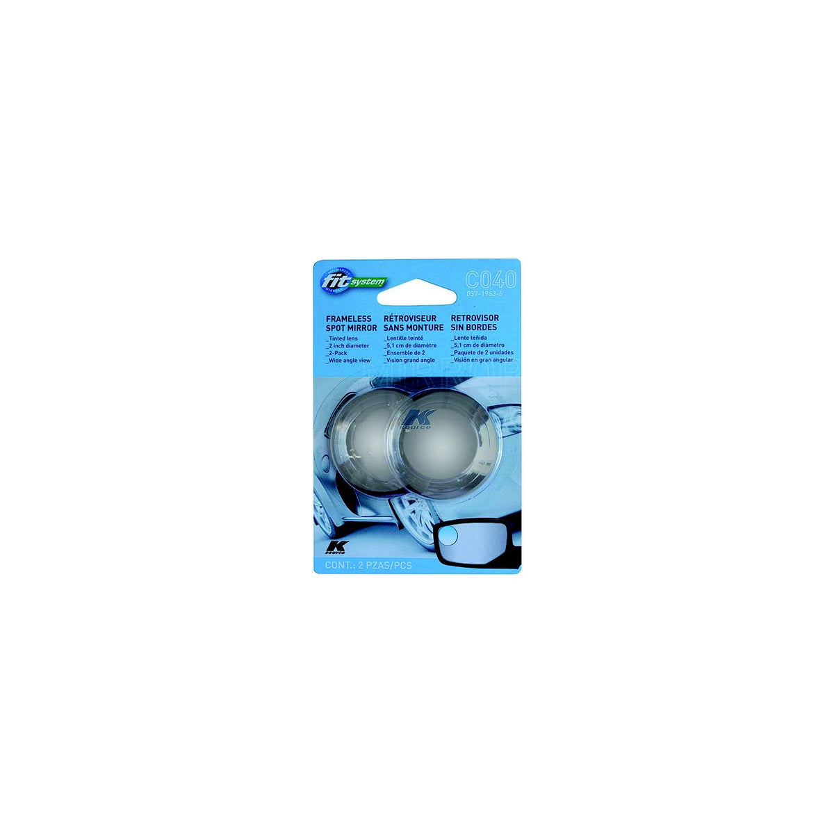 Captain Phab C040 Stick-On Frameless Mirror, 2/pk