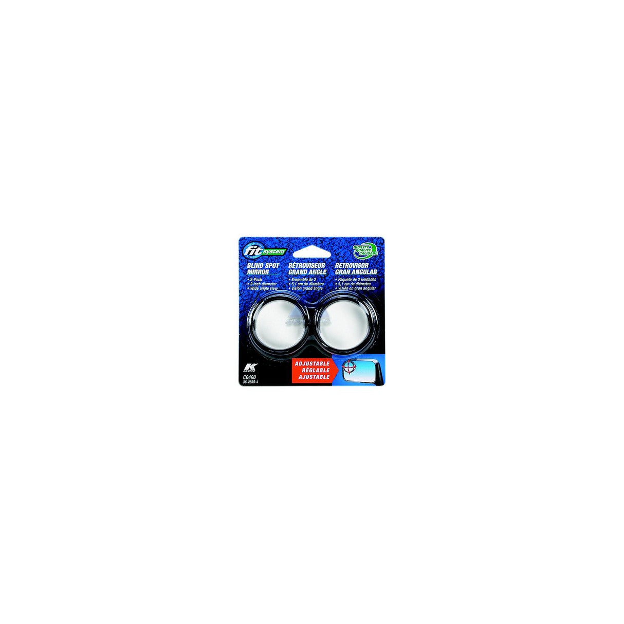 Captain Phab C0400 Stick-On Adjustable Mirror, 2/pk