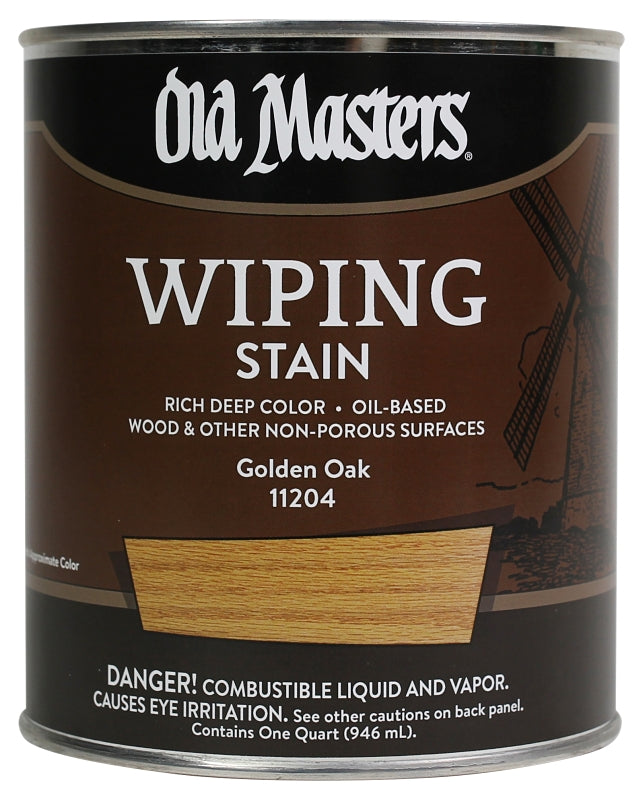 Old Masters 11204 Wiping Stain, Golden Oak, Liquid, 1 qt, Can