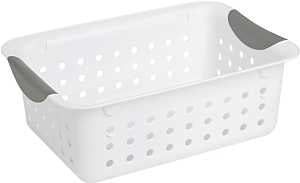Sterilite Ultra 16228012 Storage Basket, 0.9 cu-ft, Plastic, White, Pack of 12
