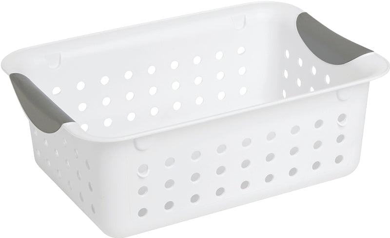 Sterilite Ultra 16228012 Storage Basket, 0.9 cu-ft, Plastic, White, Pack of 12