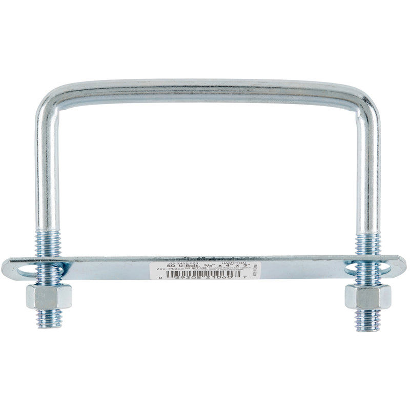 Hampton 3/8 in. X 4 in. W X 3 in. L Coarse Zinc-Plated Steel Square Bend U Bolt, Pack of 10