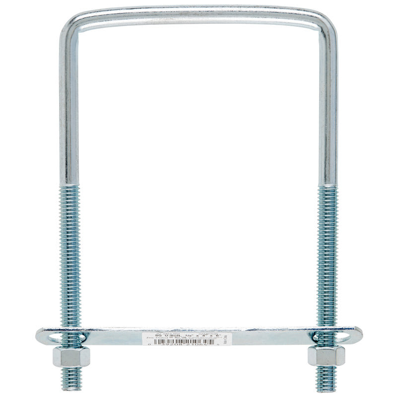 Hampton 3/8 in. X 4 in. W X 6 in. L Coarse Zinc-Plated Steel Square Bend U Bolt, Pack of 10
