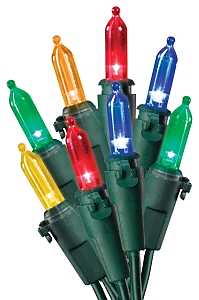 Hometown Holidays U12E745C Mini Light Set, Christmas, 120 V, 2.4 W, 50-Lamp, LED, Blue/Green/Orange/Red/Yellow