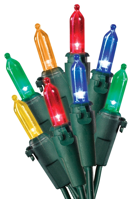 Hometown Holidays U12E745C Mini Light Set, Christmas, 120 V, 2.4 W, 50-Lamp, LED, Blue/Green/Orange/Red/Yellow