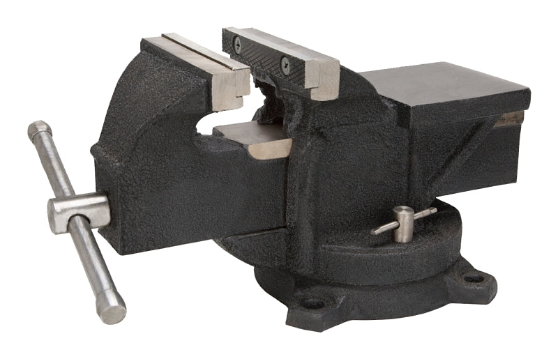 Vulcan JL25013 Bench Vise, 6 in Jaw Opening, 1/2 in W Jaw, 3 in D Throat, Cast Iron/Steel, Serrated Jaw