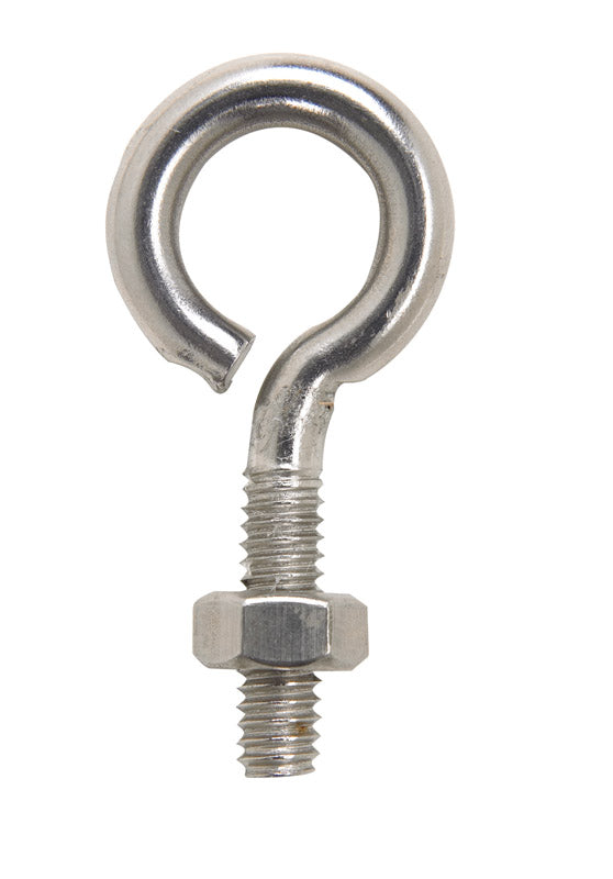 Hampton 1/4 in. X 2 in. L Stainless Stainless Steel Eyebolt with Nut Nut Included, Pack of 10
