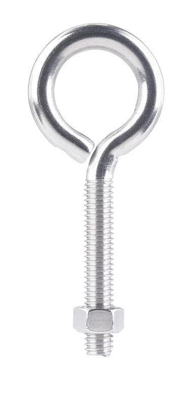 Hampton 3/8 in. X 4 in. L Stainless Stainless Steel Eyebolt Nut Included, Pack of 5