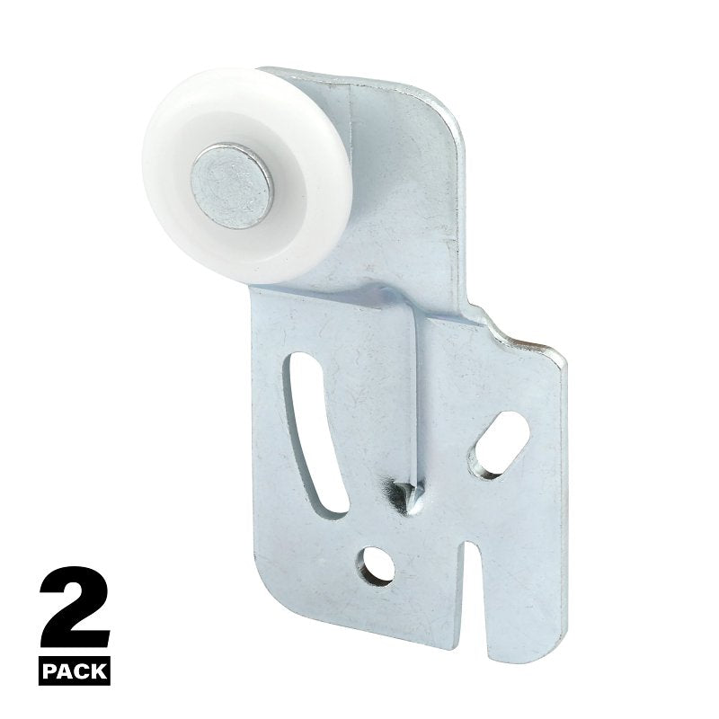 Prime-Line N 6500 Roller Assembly, 7/8 in Dia Roller, 1/4 in W Roller, Steel, Silver, 2-Roller, 60 lb, Side