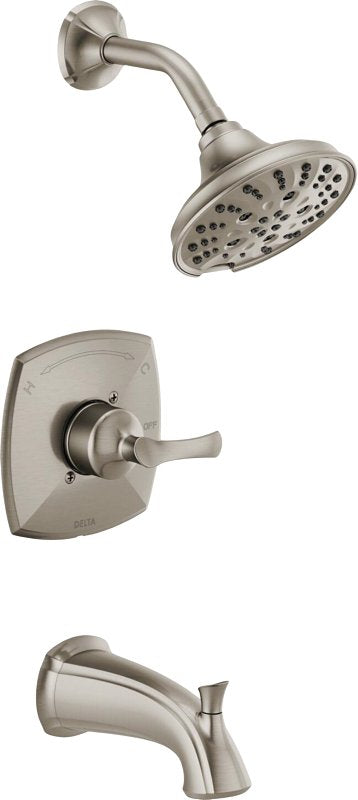Delta SANDOVER Monitor 14 Series 144748-SP Tub and Shower Trim Set, 1.75 gpm Showerhead, 5-Spray Setting, 1-Handle