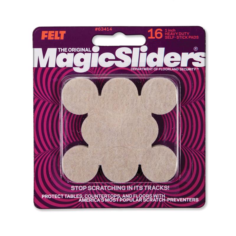 Magic Sliders Felt Self Adhesive Protective Pads Oatmeal Round 1 in. W X 1 in. L 16 pk, Pack of 6