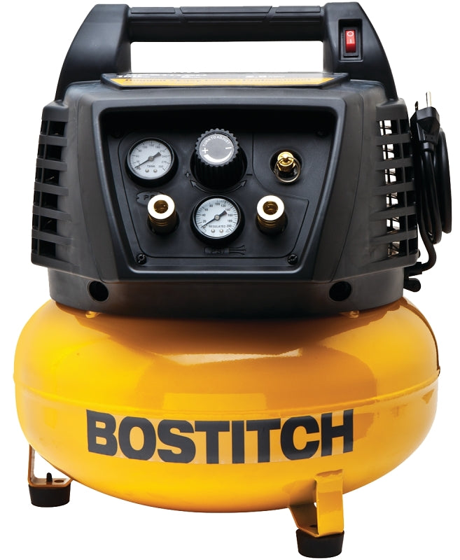 Bostitch BTFP02012 Air Compressor, Electric, 6 gal Tank, 120 V, 150 psi Pressure, 2.6 scfm Air