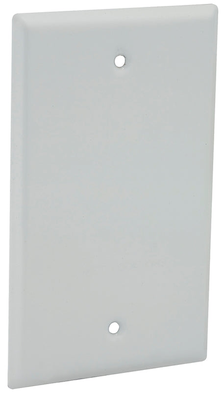Hubbell 5173-1 Cover, Blank, Flat, 4-17/32 in L, 2-25/32 in W, 1-Gang, Metal, White, Powder-Coated, 50/CT