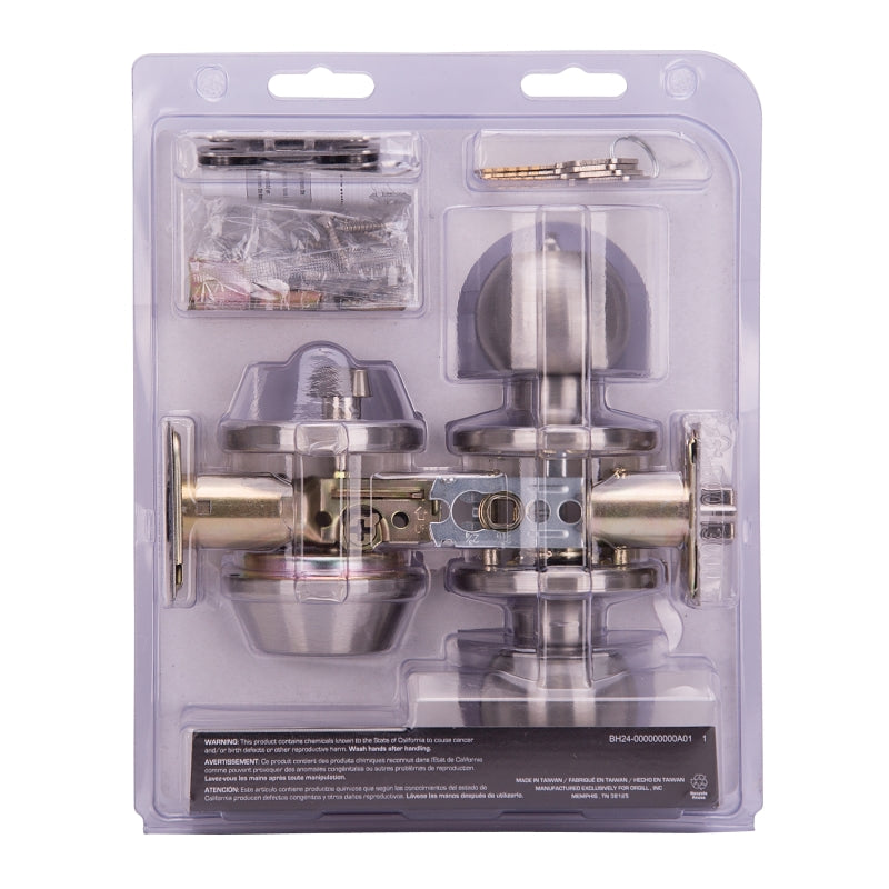 ProSource B3PB1-PS Deadbolt and Entry Lockset, Turnbutton Lock, Saturn Design, Satin Nickel, 3 Grade, Stainless Steel, Pack of 2