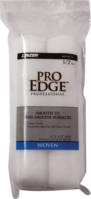 Linzer MR 102-2 6IN Roller Cover, White, 1/2 in Thick Nap, 6 in L, Fabric Cover, Pack of 6