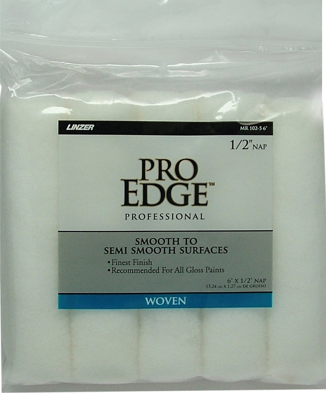 Linzer MR 102-5 6IN Roller Cover, White, 1/2 in Thick Nap, 6 in L, Fabric Cover, 6/PK, Pack of 6