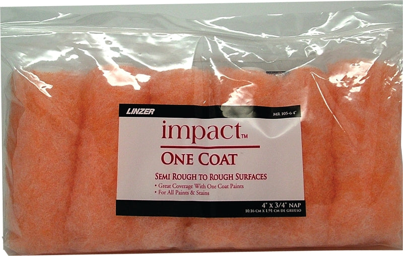 Linzer IMPACT MR 105-6 4IN Roller Cover, 3/4 in Thick Nap, 4 in L, Fabric Cover, Pack of 6