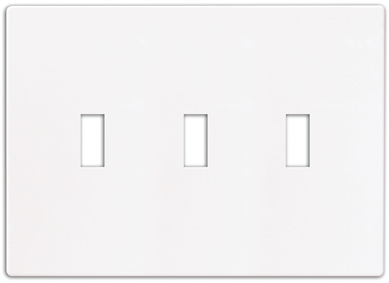 Eaton Wiring Devices PJS3W Wallplate, 4-7/8 in L, 6-3/4 in W, 3-Gang, Polycarbonate, White, High-Gloss