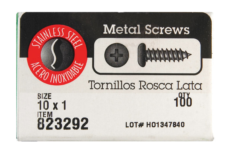 HILLMAN No. 10 X 1 in. L Phillips Pan Head Sheet Metal Screws 100 pk