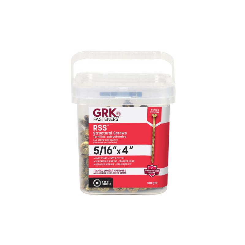 GRK Fasteners 5/16 in. in. X 4 in. L Star Hex Head W-Cut Structural Screws, Pack of 2