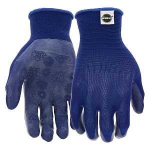 Miracle-Gro MG30608/WML Gloves, Women's, M/L, 3-1/2 in L, Knit Wrist, Seamless Cuff, Latex Coating, Navy