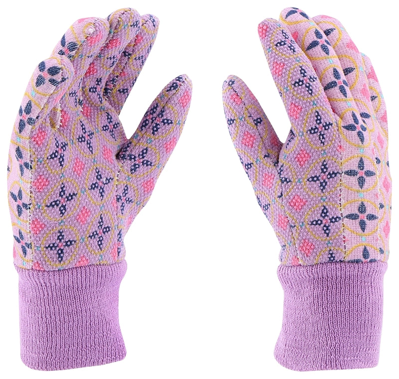 Miracle-Gro MG65757-Y Garden Gloves, Youth, Knit Wrist Cuff, Cotton/Polyester/PVC, Multi-Color