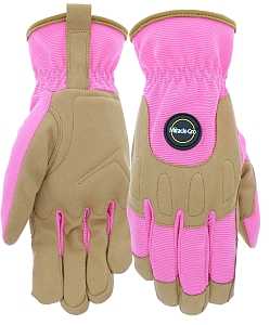 Miracle-Gro MG86203/WML Gloves, Women's, M/L, 4 in L, Reinforced Thumb, Shirred Wrist Cuff, Synthetic Leather, Pink