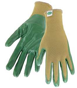 Scotts SC37121/L3P Coated Gloves, L, Knit Wrist, Seamless Cuff, Nitrile Coating, Beige/Green