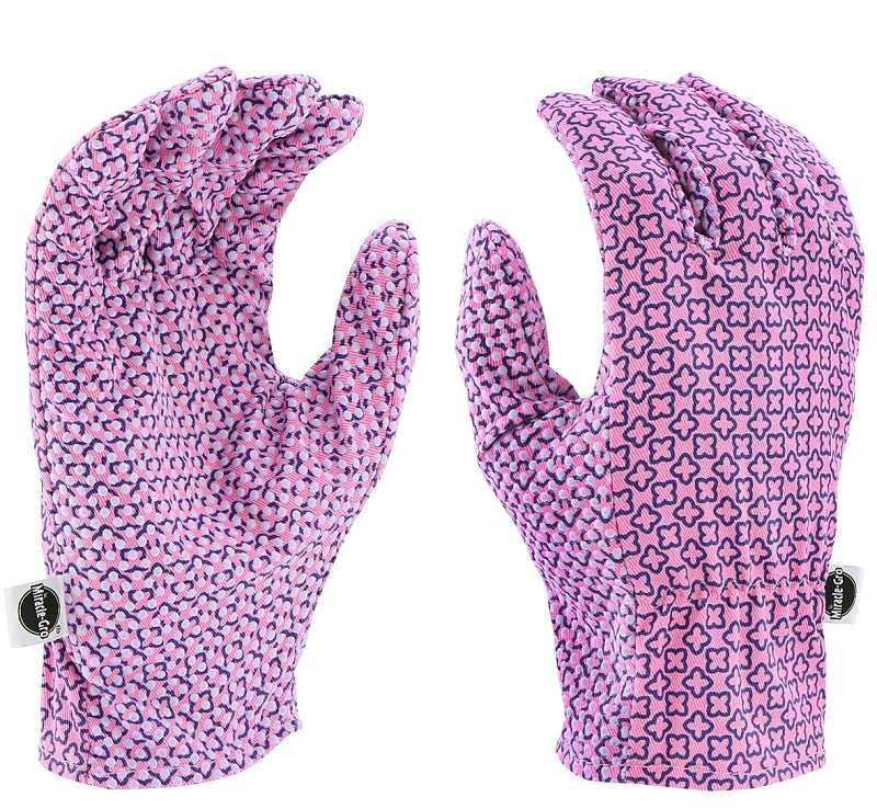 Miracle-Gro MG56111/WML Gloves, Women's, M/L, 4-1/4 in L, Shirred Wrist Cuff, Cotton/Polyester/PVC