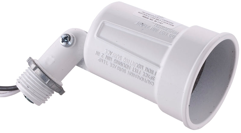 Hubbell 5606-1 Lamp Holder, Weatherproof, 5 in L x 2.094 in W x 2.094 in H Dimensions, 120 V, 75 to 150 W, White