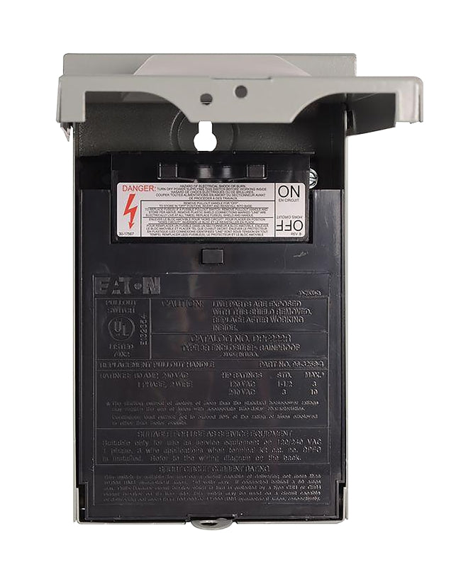 Cutler-Hammer DP Series DPF222RP Disconnect Switch, Fused, Pullout, 5.4 in L, 60 A, 120/240 V, Gray