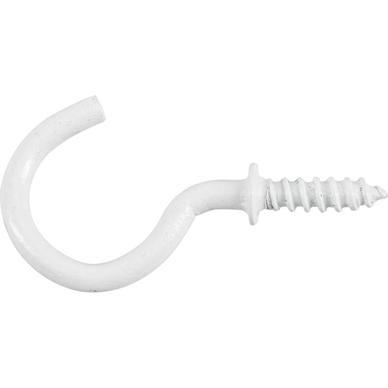 HILLMAN Small White Metal 7/8 in. L Cup Hook 1 lb 8 pk, Pack of 10