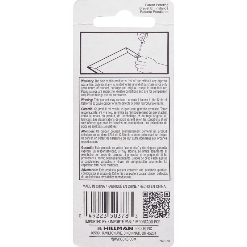 HILLMAN OOK Zinc Silver Large Ring Hanger 2 pk