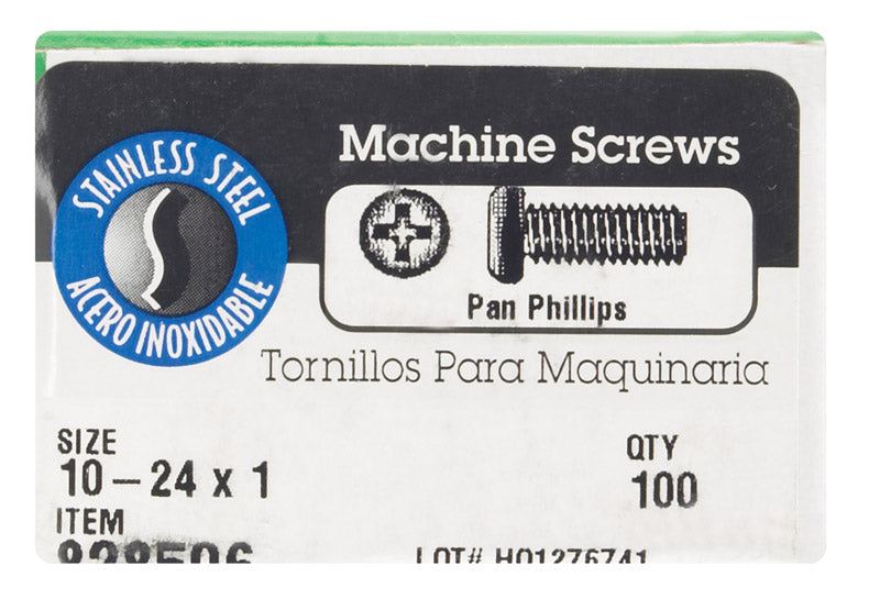 HILLMAN No. 10-24 X 1 in. L Phillips Flat Head Stainless Steel Machine Screws 100 pk