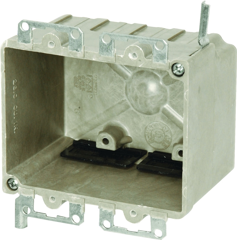 fiberglassBOX 9312-EWK Electrical Box, 2-Gang, Fiberglass/Polyester, Beige/Tan, Wall, Wing Bracket Mounting