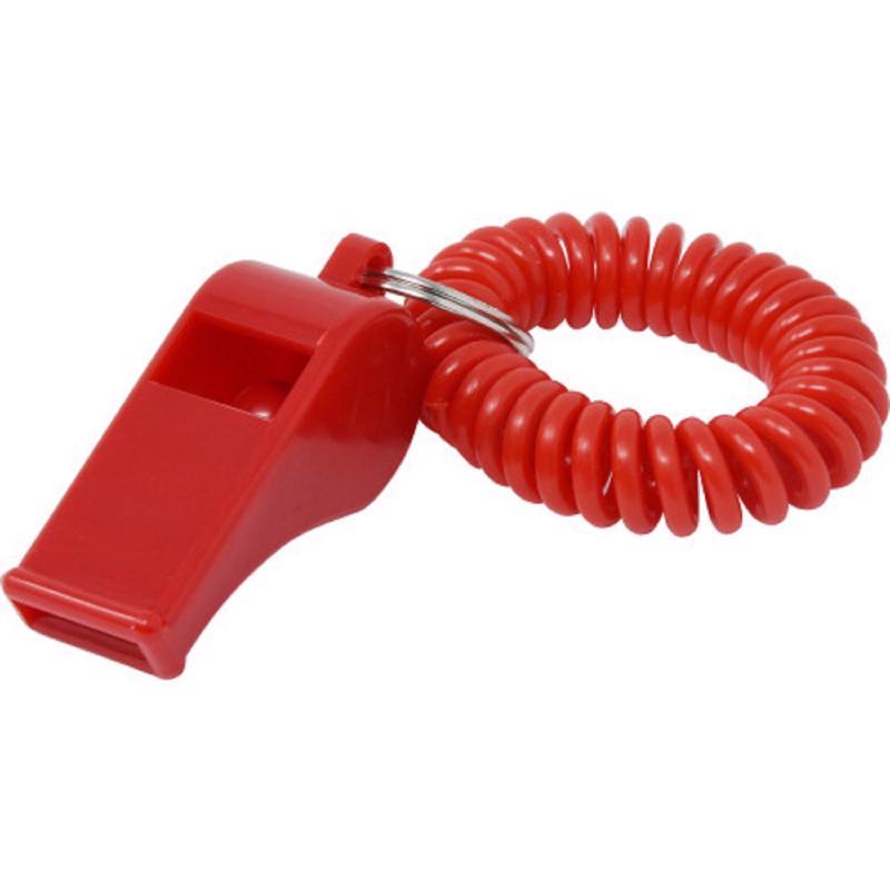 HILLMAN Plastic Assorted Sporting Whistle Wrist Coil Keychain, Pack of 24