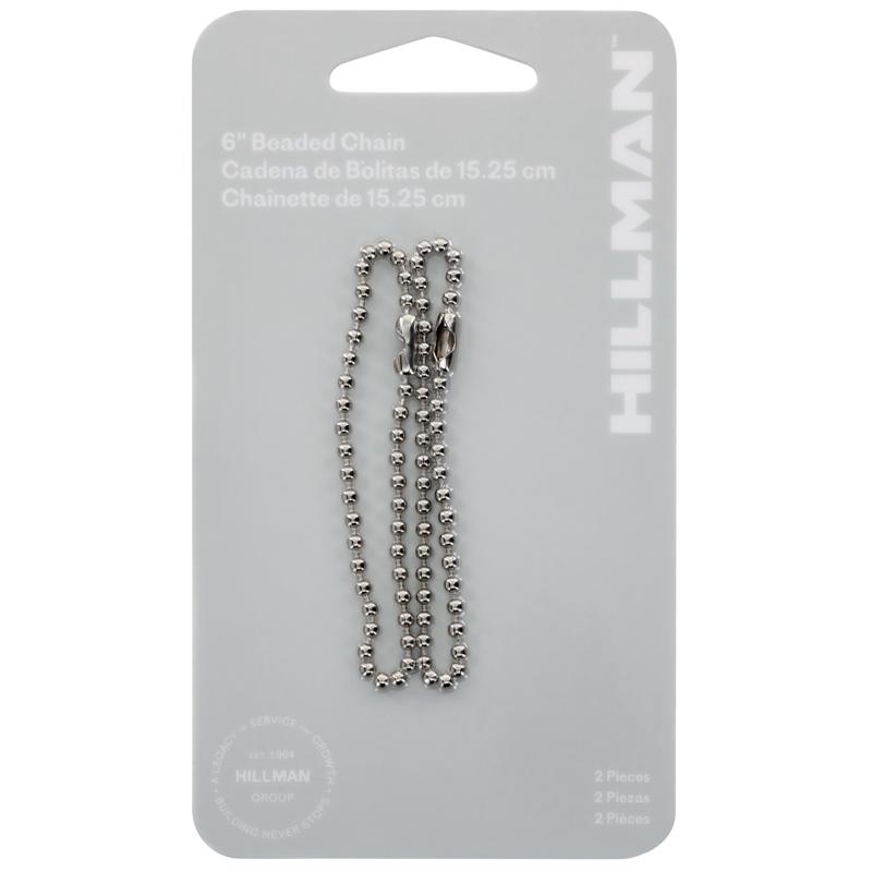 HILLMAN 6 in. D Metal Silver Beaded Ball Chain, Pack of 5