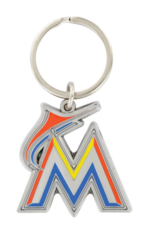HILLMAN MLB Tempered Steel Silver Split Ring Keychain, Pack of 3