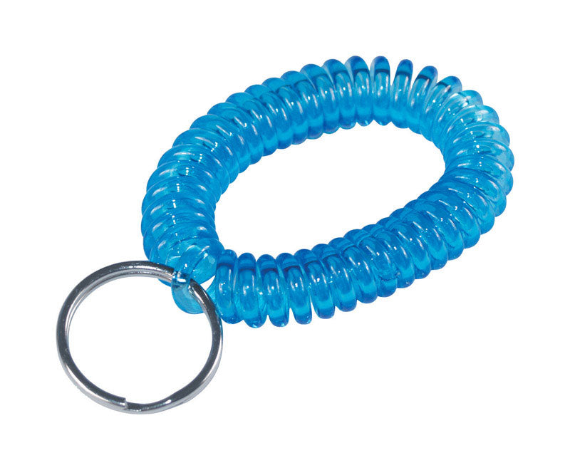 HILLMAN Plastic Assorted Split Ring Wrist Coil Keychain, Pack of 12