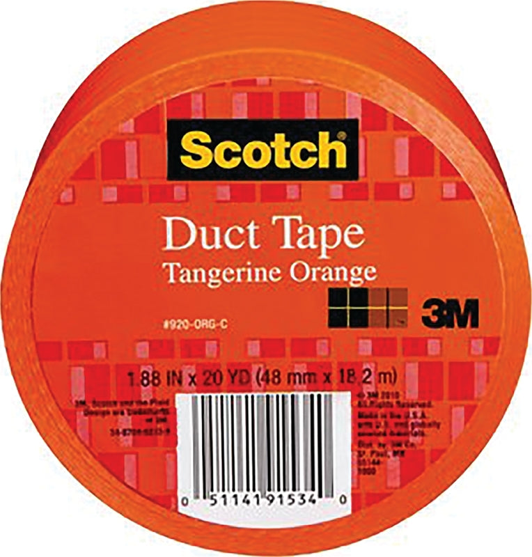 Scotch 920-ORG-C Duct Tape, 20 yd L, 1.88 in W, Cloth Scrim/Polyethylene Backing, Tangerine Orange
