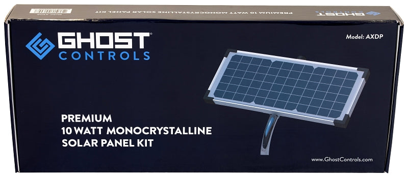 Ghost Controls AXDP Solar Panel, 10 W, 120 VAC, Fastener Mounting