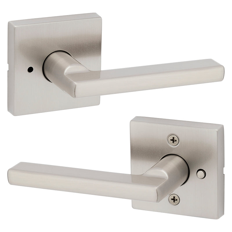 Kwikset Signature Series 155HFL SQT 15 Privacy Lever, Pushbutton Lock, Satin Nickel, Zinc, Residential, 2 Grade