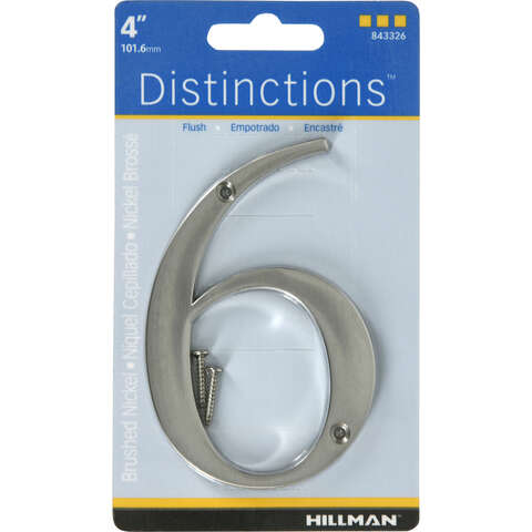 HILLMAN Distinctions 4 in. Silver Zinc Die-Cast Screw-On Number 6 1 pc, Pack of 3