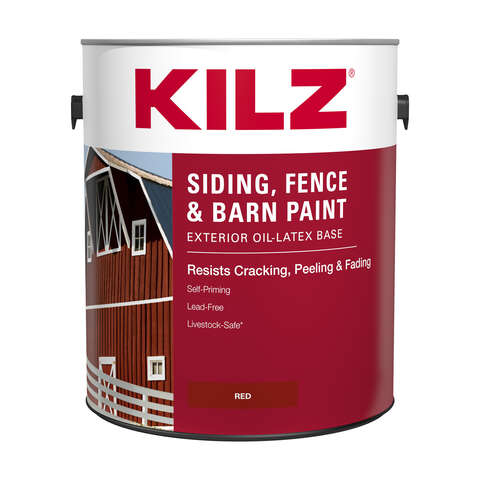 KILZ Flat Barn Red Oil-Based Barn and Fence Paint Exterior 1 gal, Pack of 4