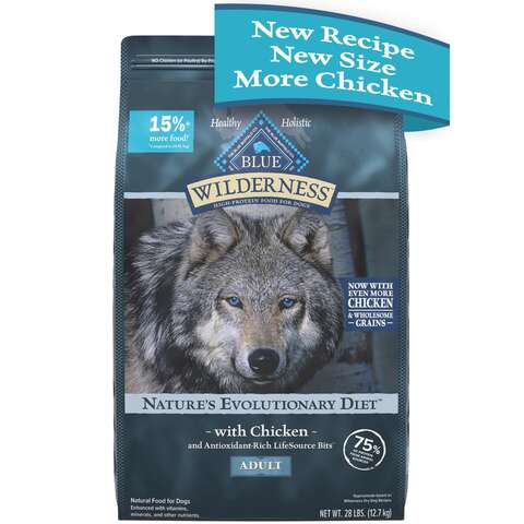 Blue Buffalo Wilderness Adult Chicken Dry Dog Food Grain Free 28 lb