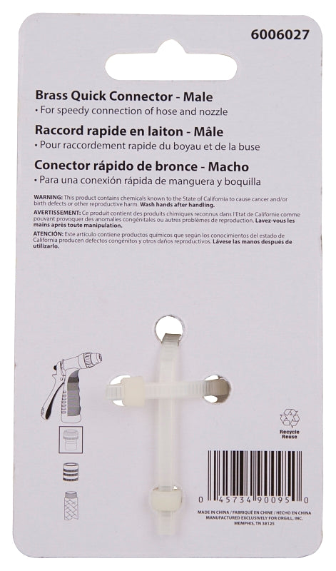 Landscapers Select GB9610 Hose Connector, 3/4 in, Male, Brass, Brass