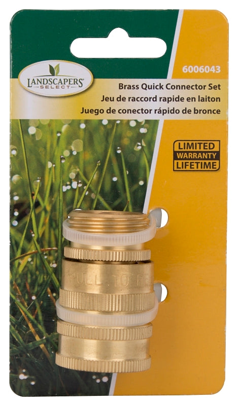 Landscapers Select GB9615 Hose Connector, 3/4 in, Male and Female, Brass, Brass