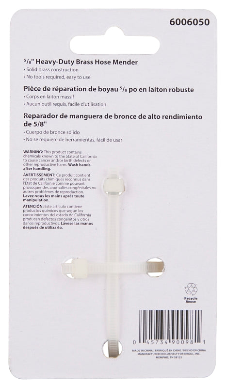 Landscapers Select GB8124 Hose Mender, 5/8 in, Male, Brass, Brass